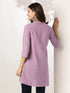 Janasya Women's Lavender Pure Cotton Chikankari Embroidered Straight Tunic